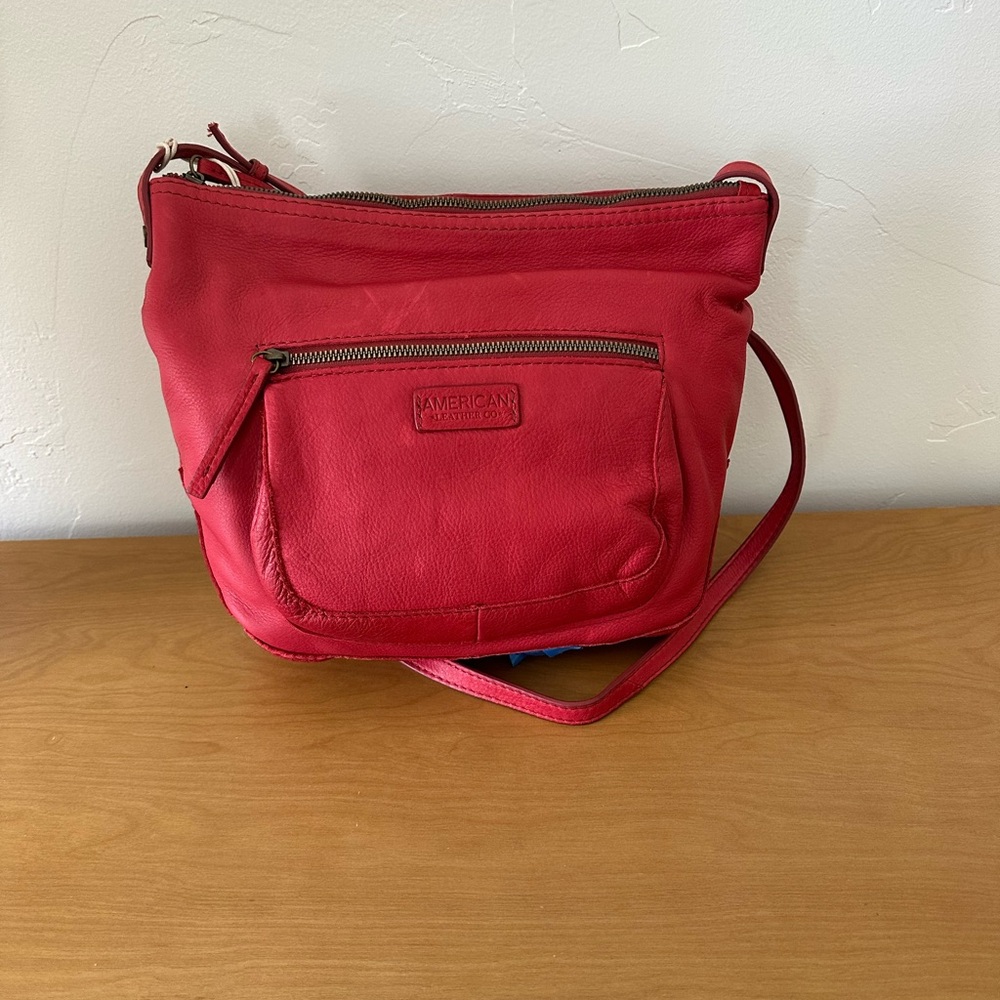 American Leather Red Crossbody Bag